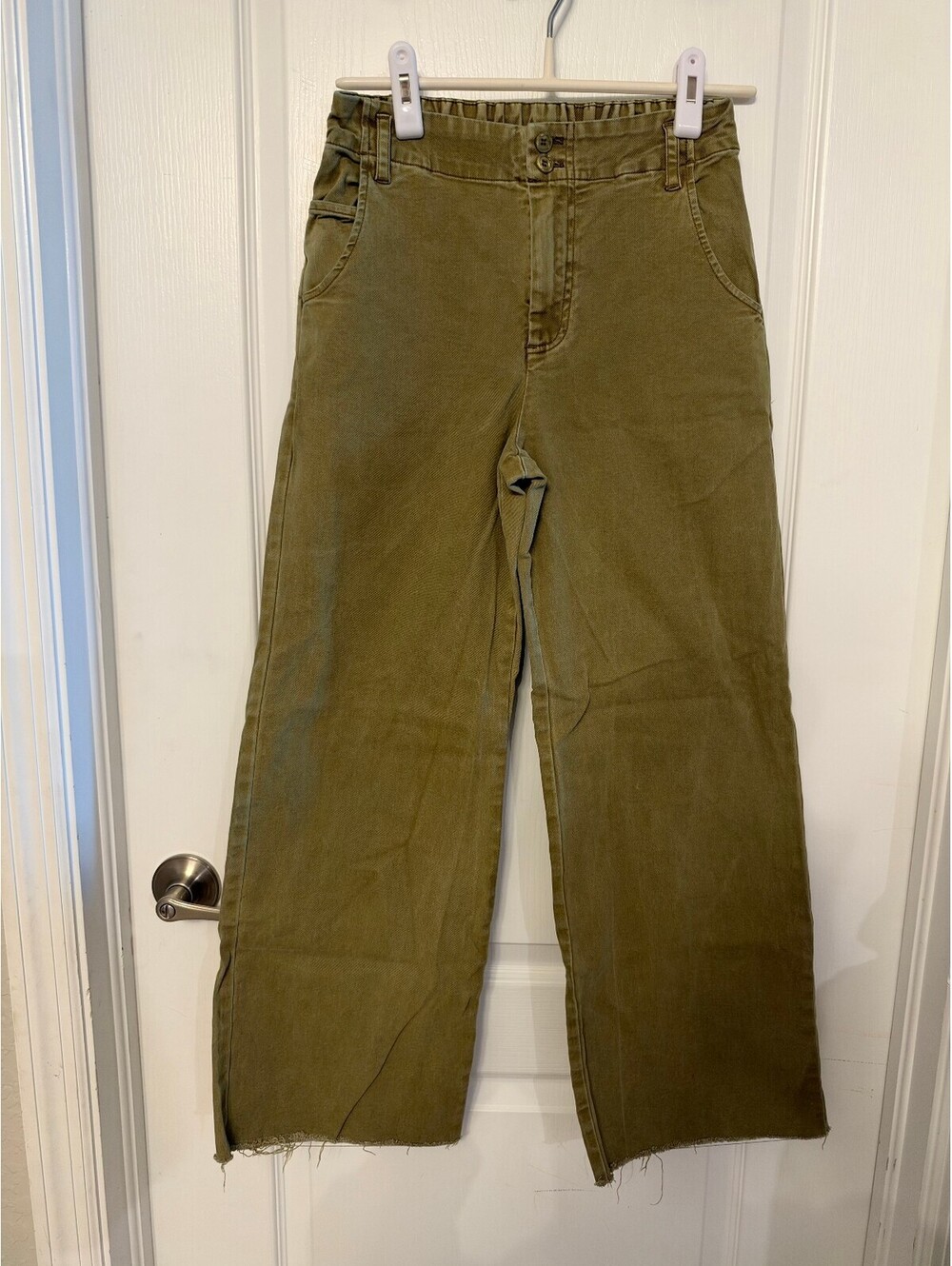 YFB Olive Green Wide Leg Pants with Elastic Waistband Size XS
